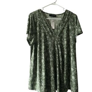 Lane Bryant Green Floral Blouse